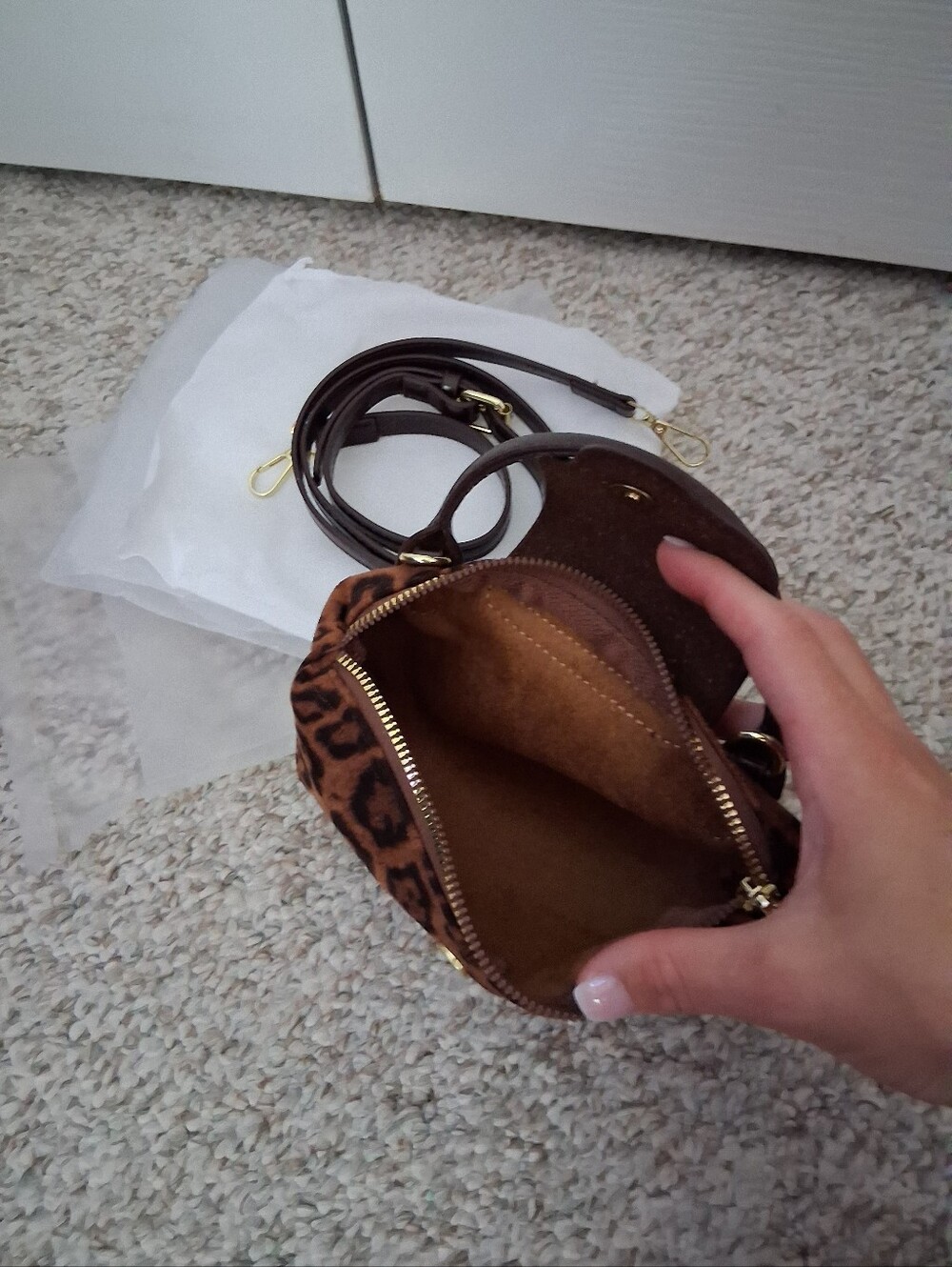 Brown Leopard Print Top-Handle Mini Crossbody Bag - Picture 14 of 16